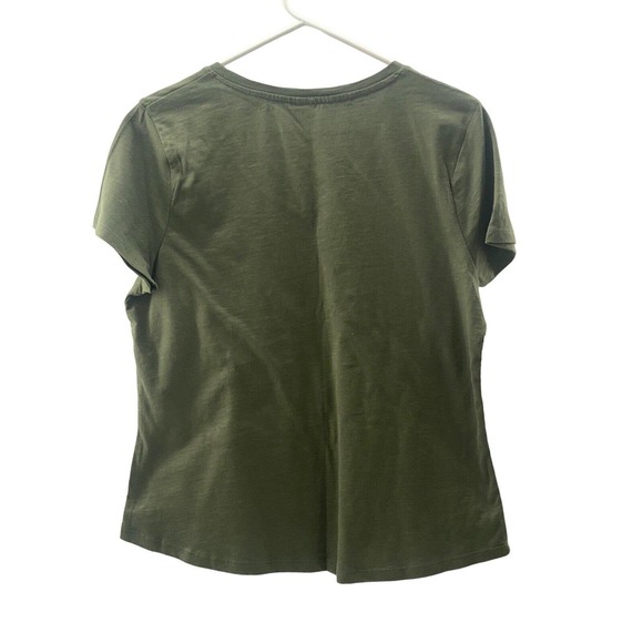 Disc Golf WOMENS V-Neck Shirt Throw Like A Girl Olive Size 12 - Picture 4 of 10